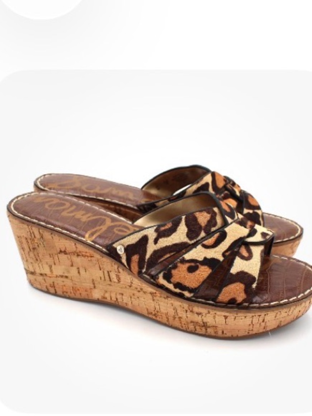 Sam Edelman Leopard Print Cork Wedge Sandals